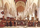 Haarlem Canvas Paintings - The Interior of the Grote Kerk (St Bavo) at Haarlem